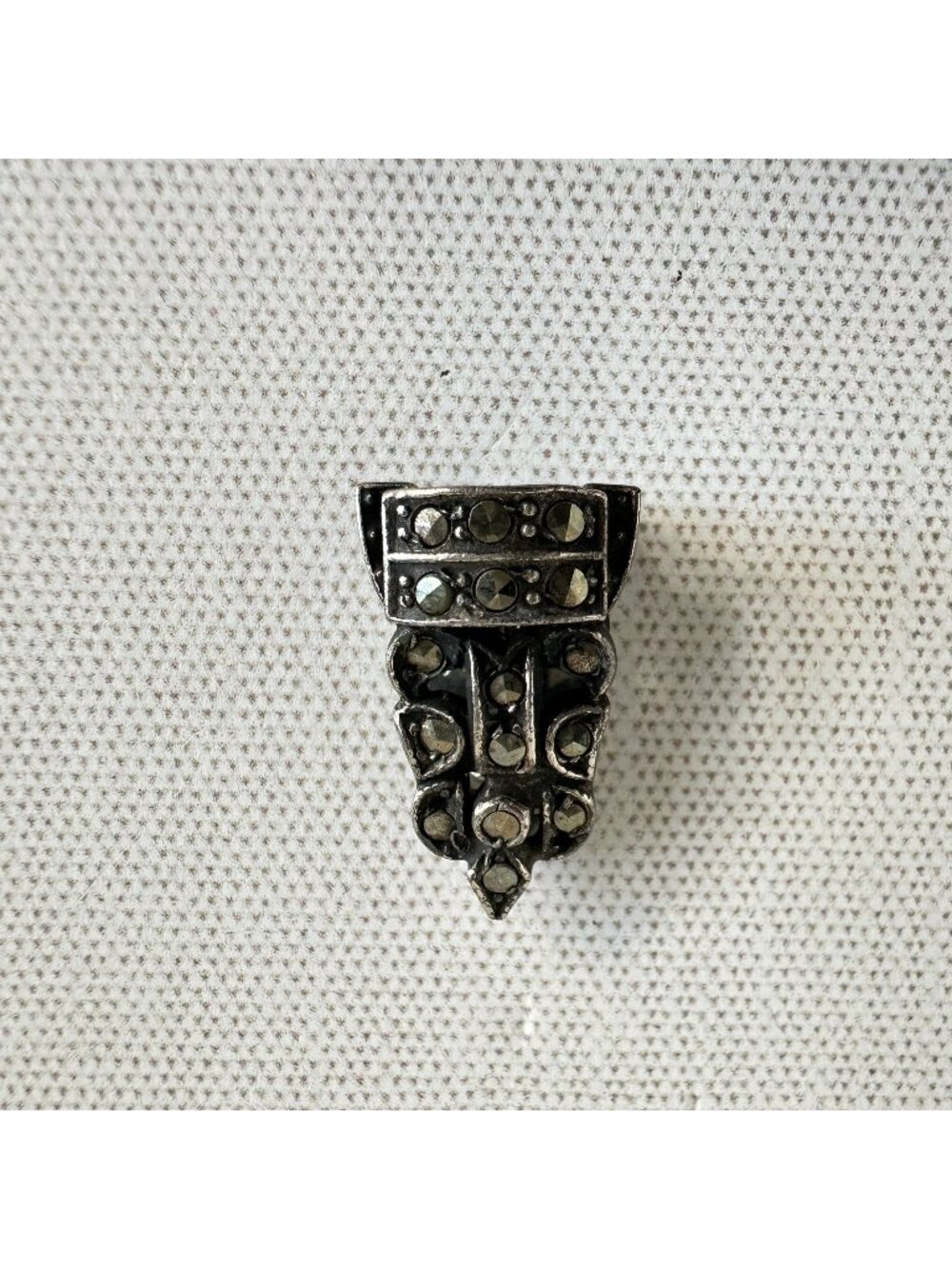 Antique Art Deco 800 Silver Marcasite Dress Fur Clip 1930s